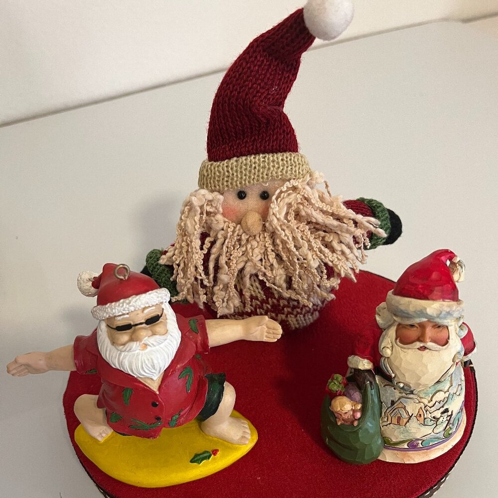 SANTA CLAUS COLLECTIBLE FIGURINES & ORNAMENT (Lot of 3) - PREOWNED
